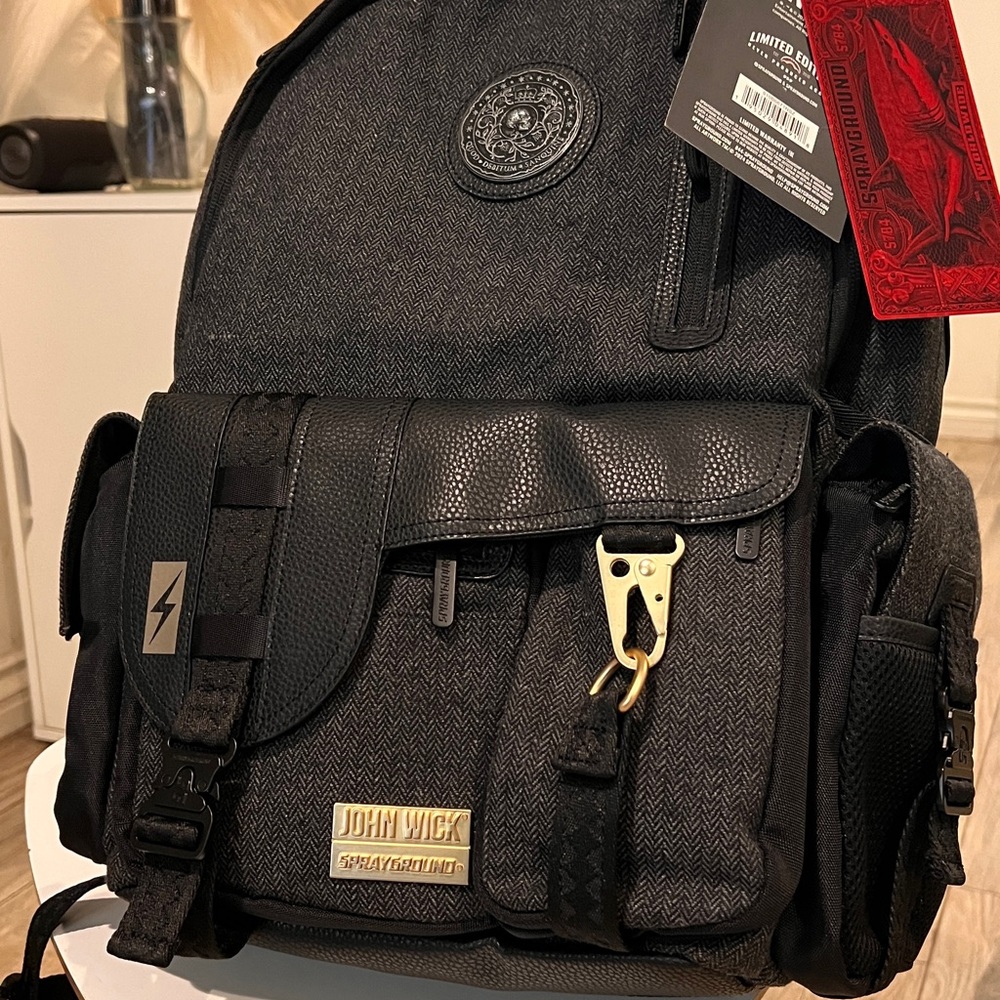 Sprayground Black John Wick Limited Edition Backpack with Gold Hardware